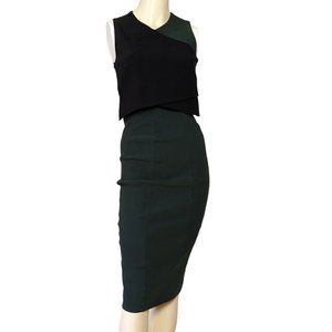 SPORTMAX Sleeveless black green‎ sheath form fitting color block dress size 2